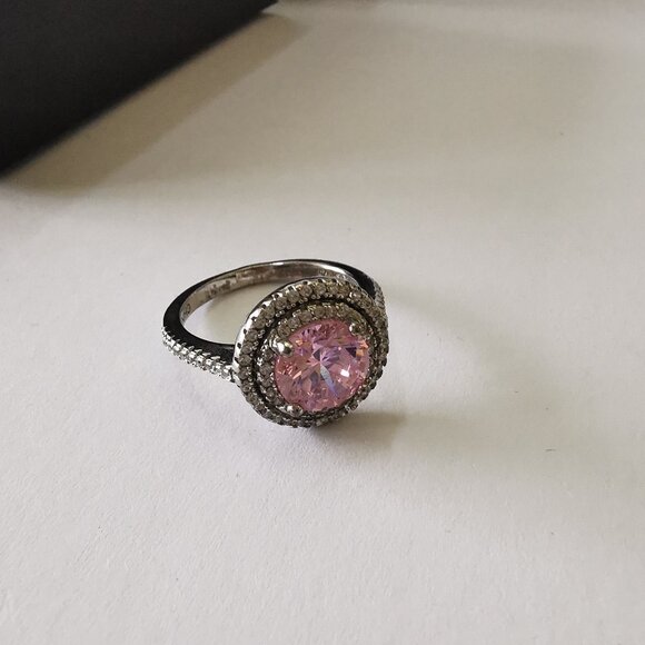 Pink Crystal Ring and Necklace Set - 925- size 7 1/4. - Picture 6 of 13